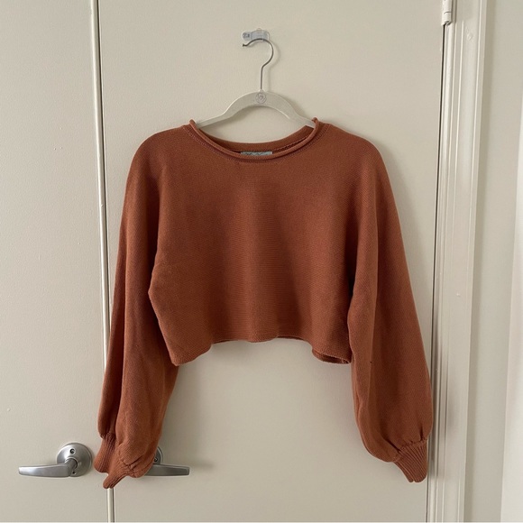 Hello Molly Flight Mode Crop Sweater Tan (Size Small) - Picture 4 of 6